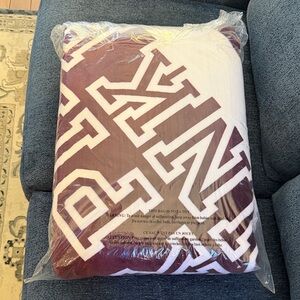 Victoria's Secret Burgundy Blanket with White Logo